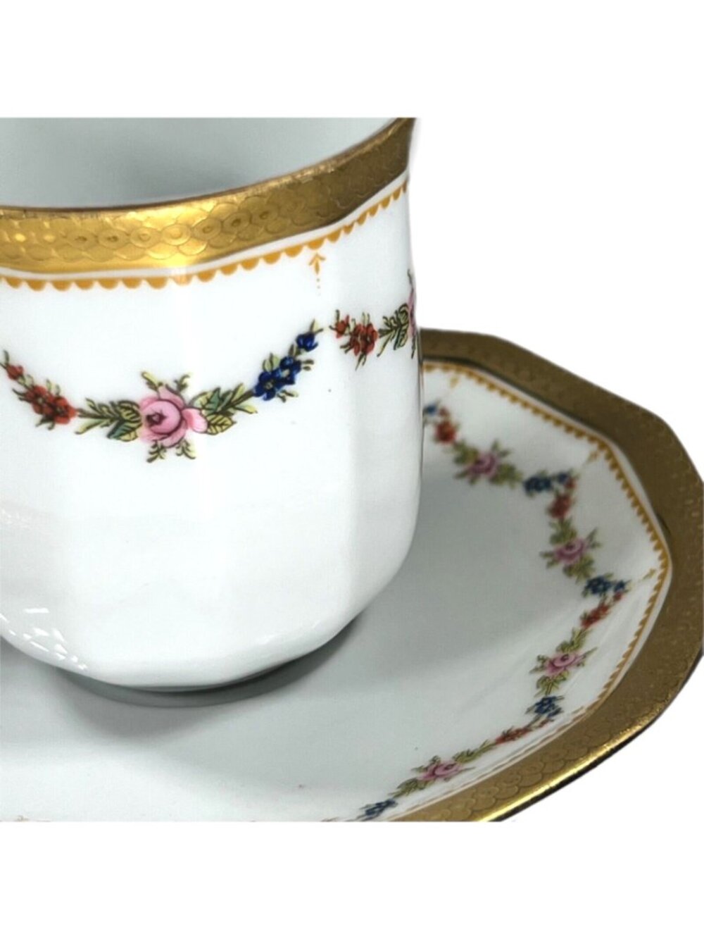 Vtg Tirschenreuth Bavaria PETITE ROSE Demitasse Coffee Cup Saucer Set Germany - Picture 2 of 9